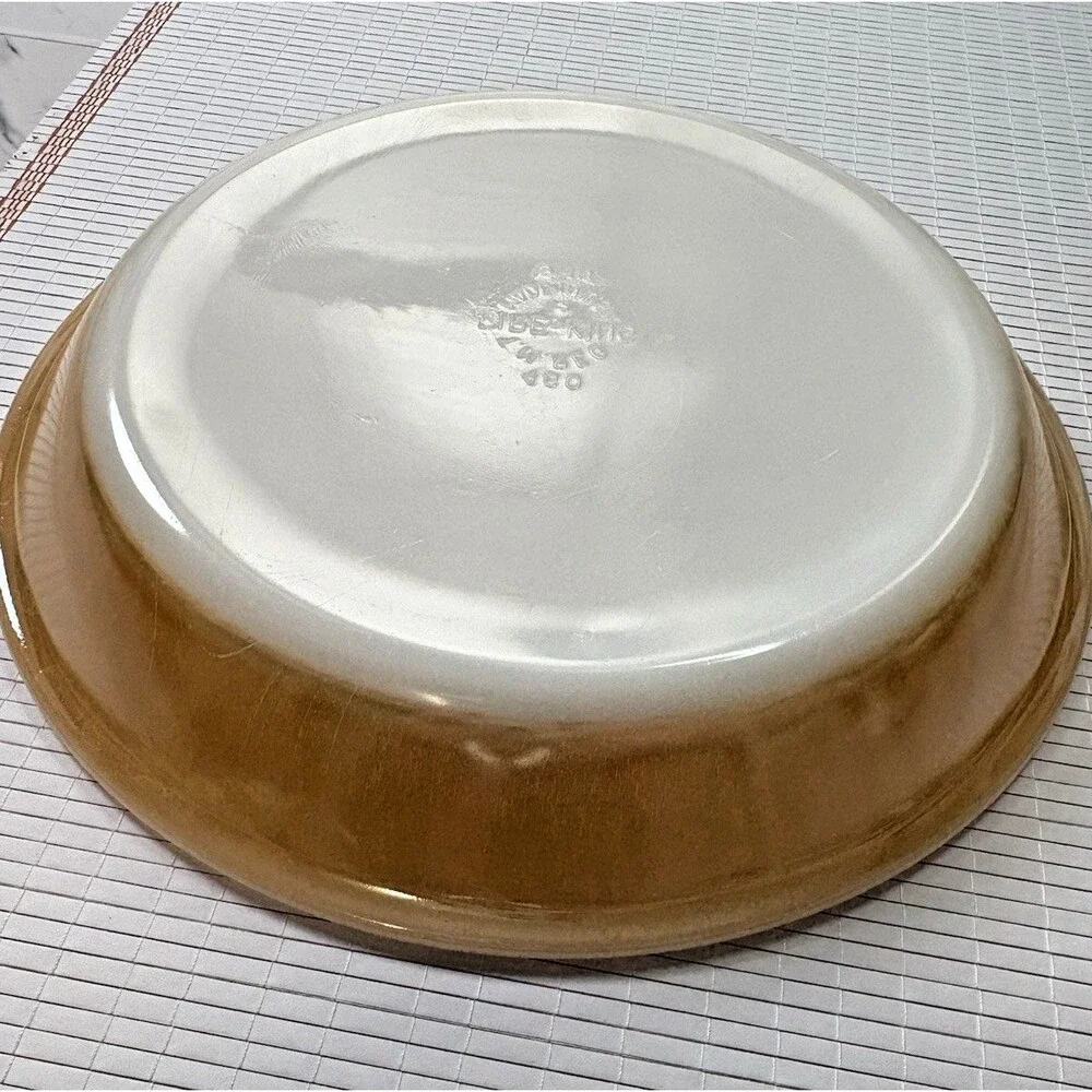 Vtg Fire King 460 Pie Plate Peach Luster 9